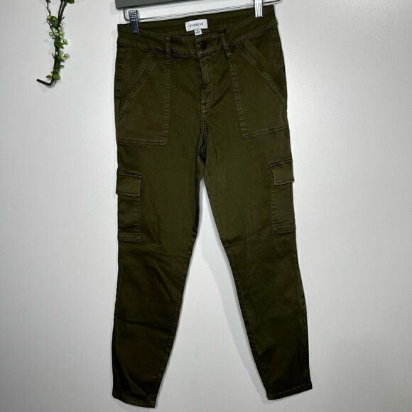 Evereve Tate Cargo Sateen Utility Pants Green Soft Sz 26 - Picture 1 of 9